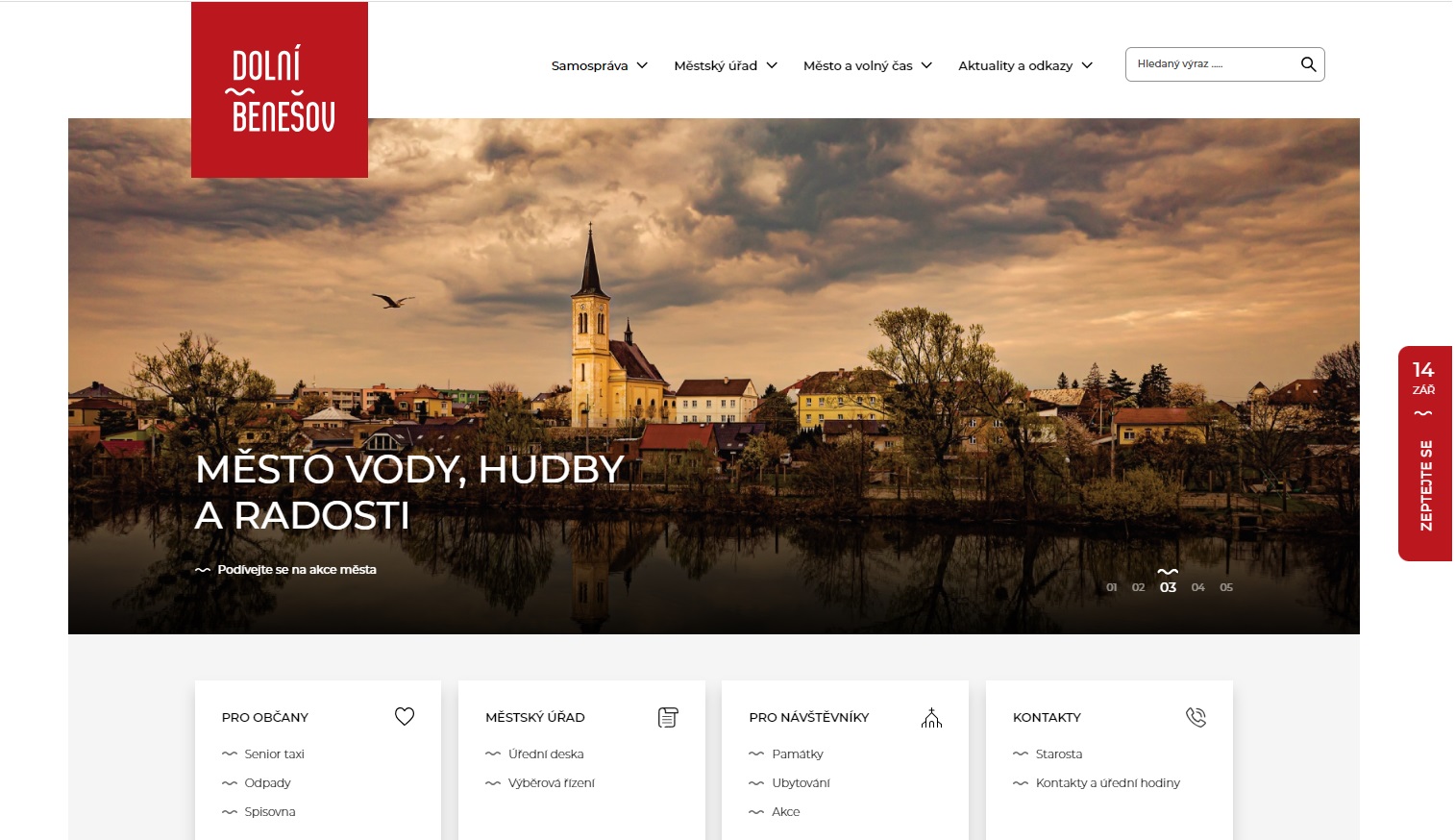Obrázek webu města Dolního Benešova