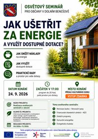 Osvětový seminář JAK UŠETŘIT ZA ENERGIE A VYUŽÍT DOSTUPNÉ DOTACE?