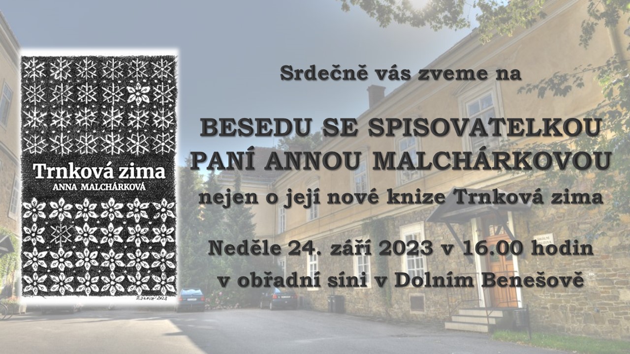 Pozvánka na besedu s Annou Malchárovou Pozvánka na besedu s Annou Malchárovou