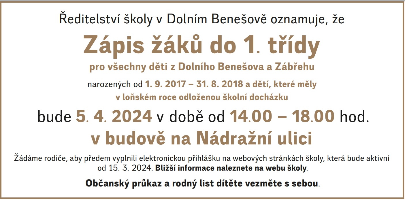 Zápis žáků do 1. třídy