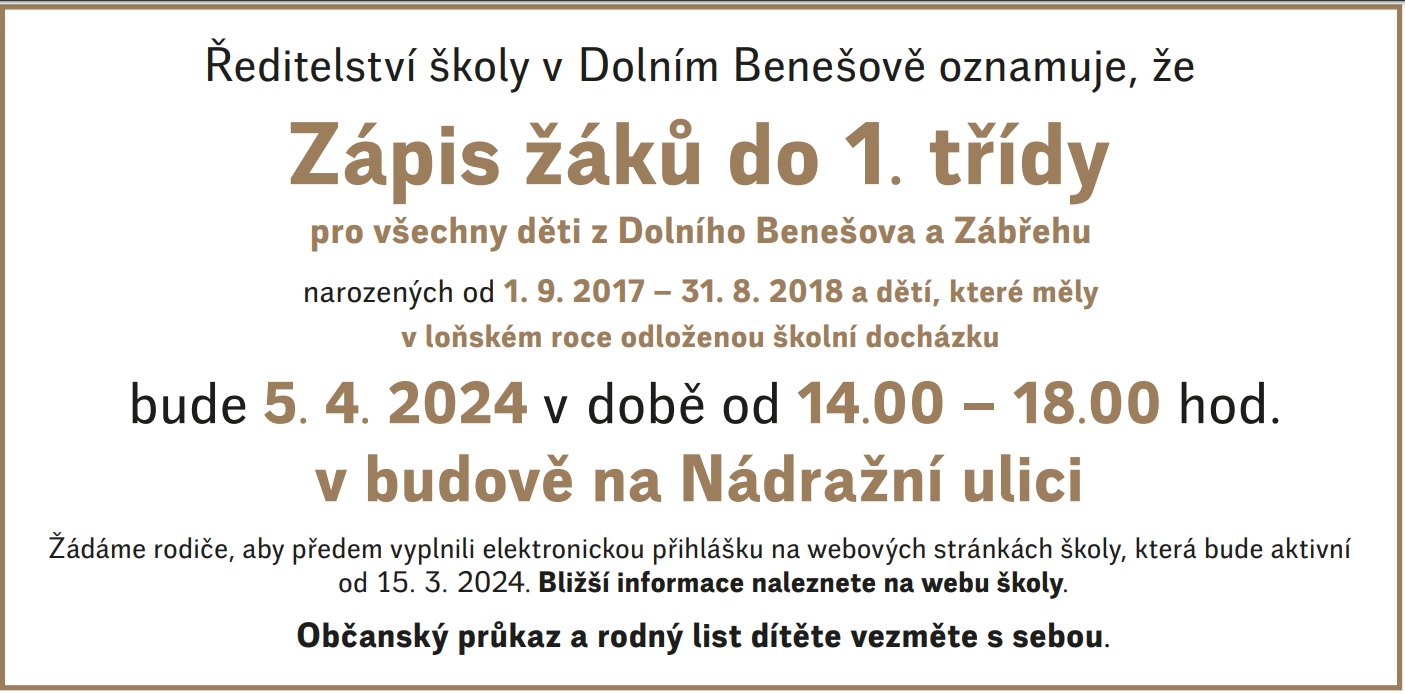 Zápis žáků do 1. třídy