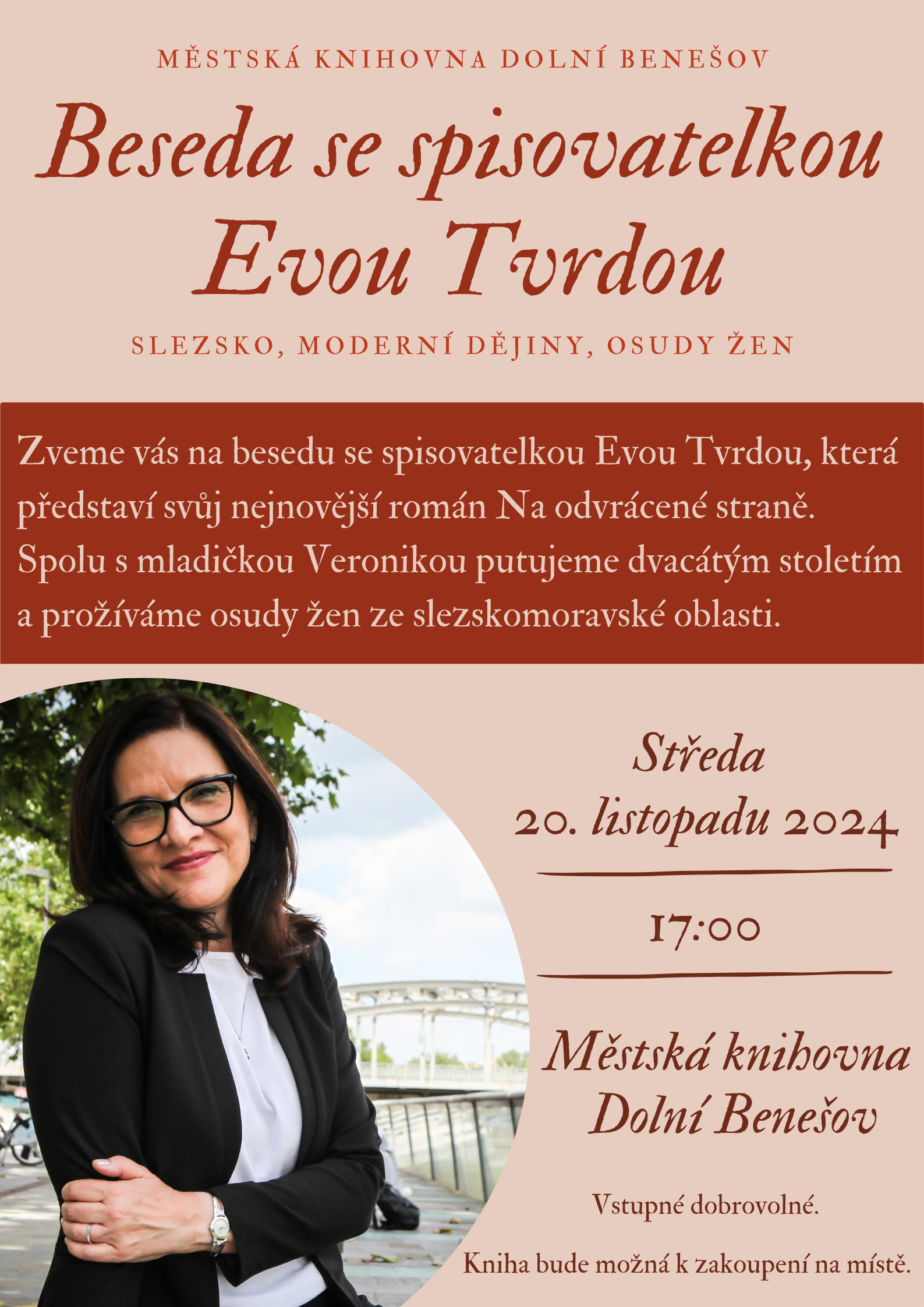 Beseda se spisovatelkou Evou Tvrdou Beseda se spisovatelkou Evou Tvrdou