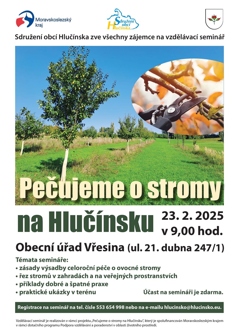 Plakáty na vzdělávací semináře 'Pečujeme o stromy na Hlučínsku' Plakáty na vzdělávací semináře 'Pečujeme o stromy na Hlučínsku'