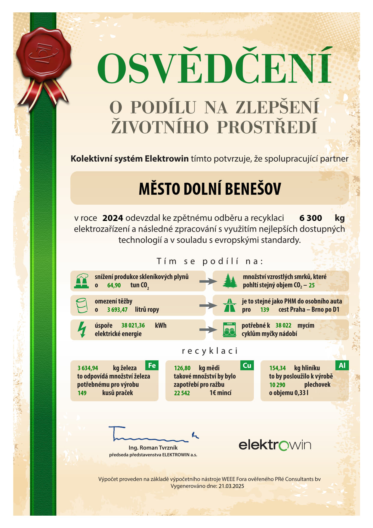 Osvědčení - Elektrowin Osvědčení - Elektrowin