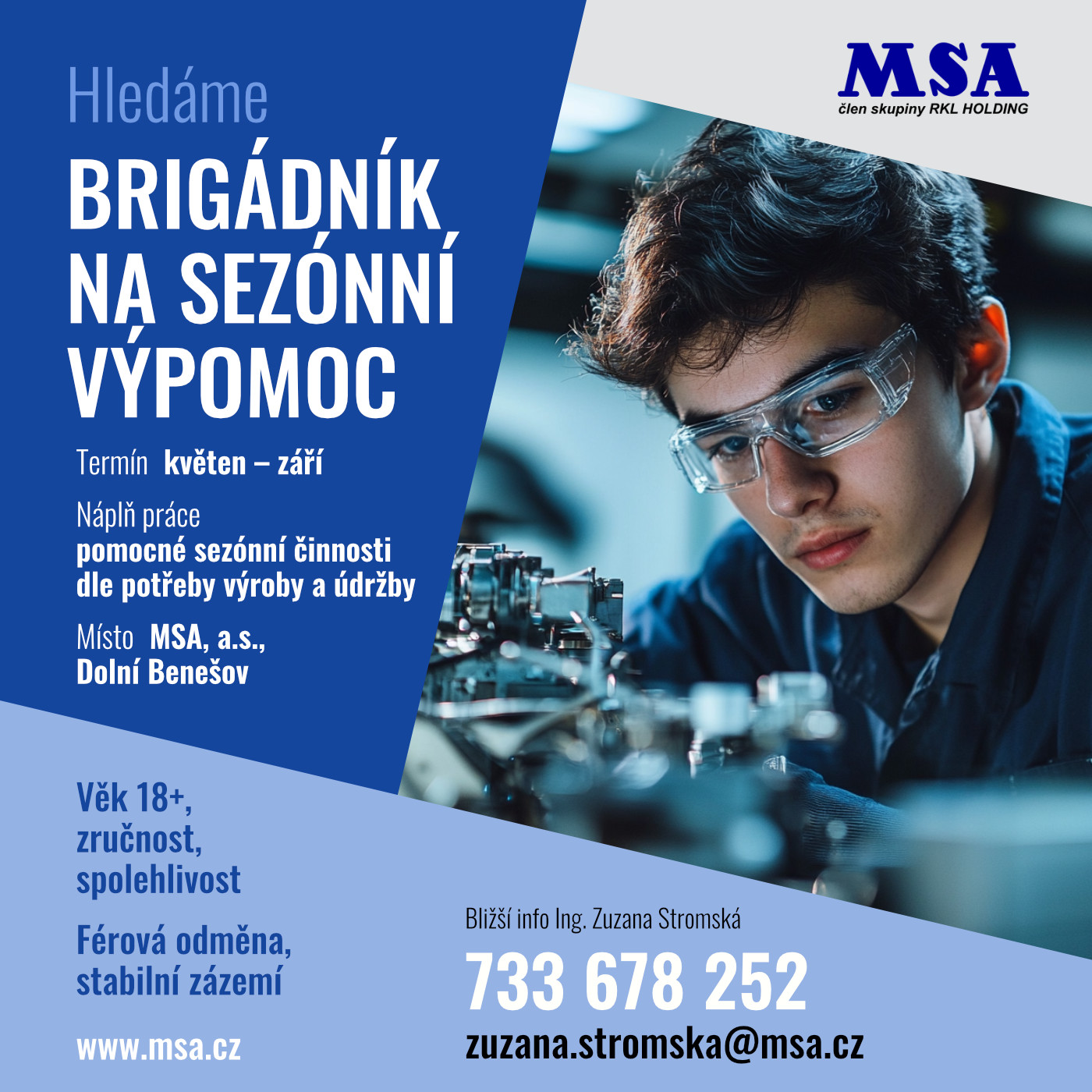 Inzeráty na brigády - MSA, a.s.