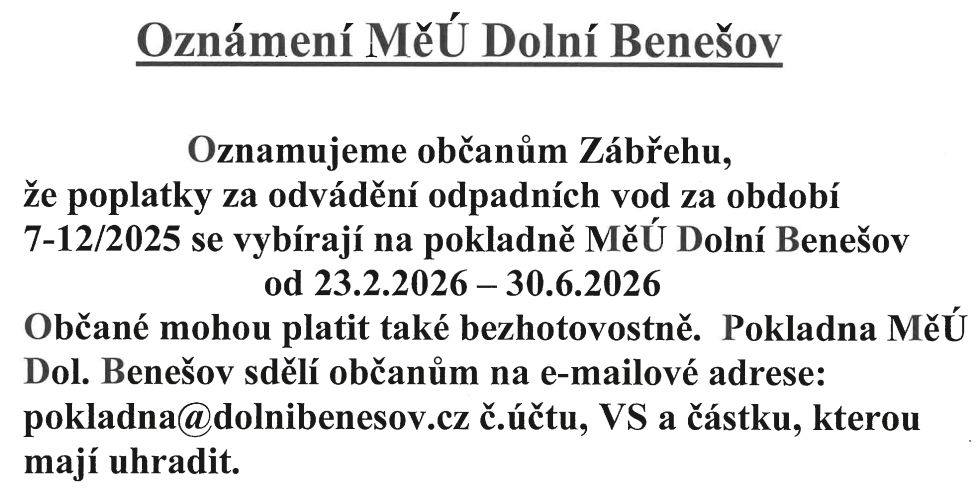 Poplatek za odp. vody Zábřeh