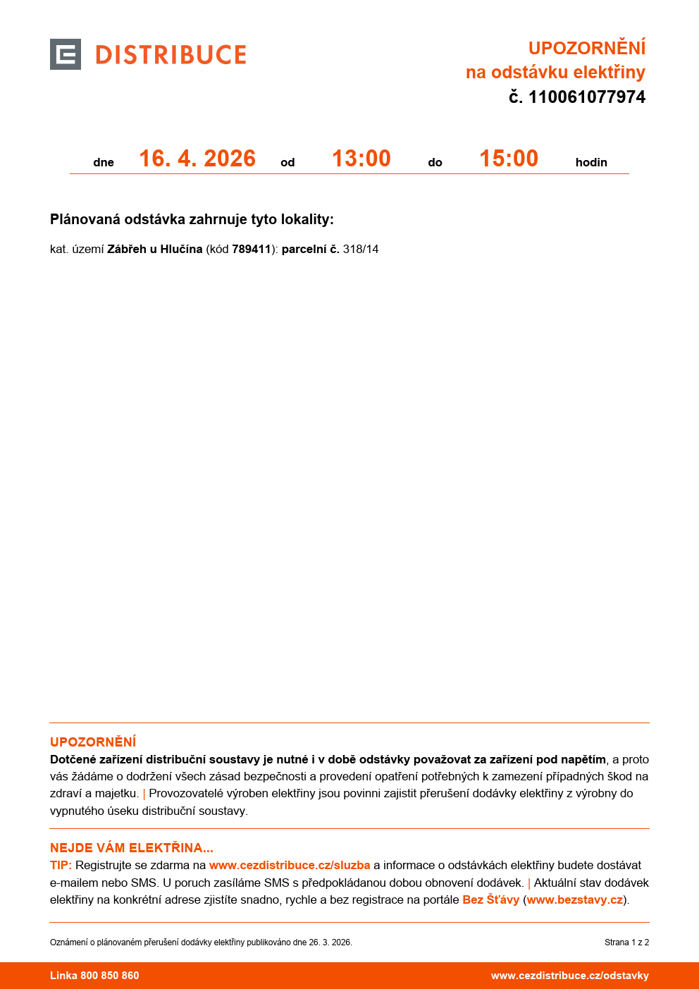 Odstávka elektřiny