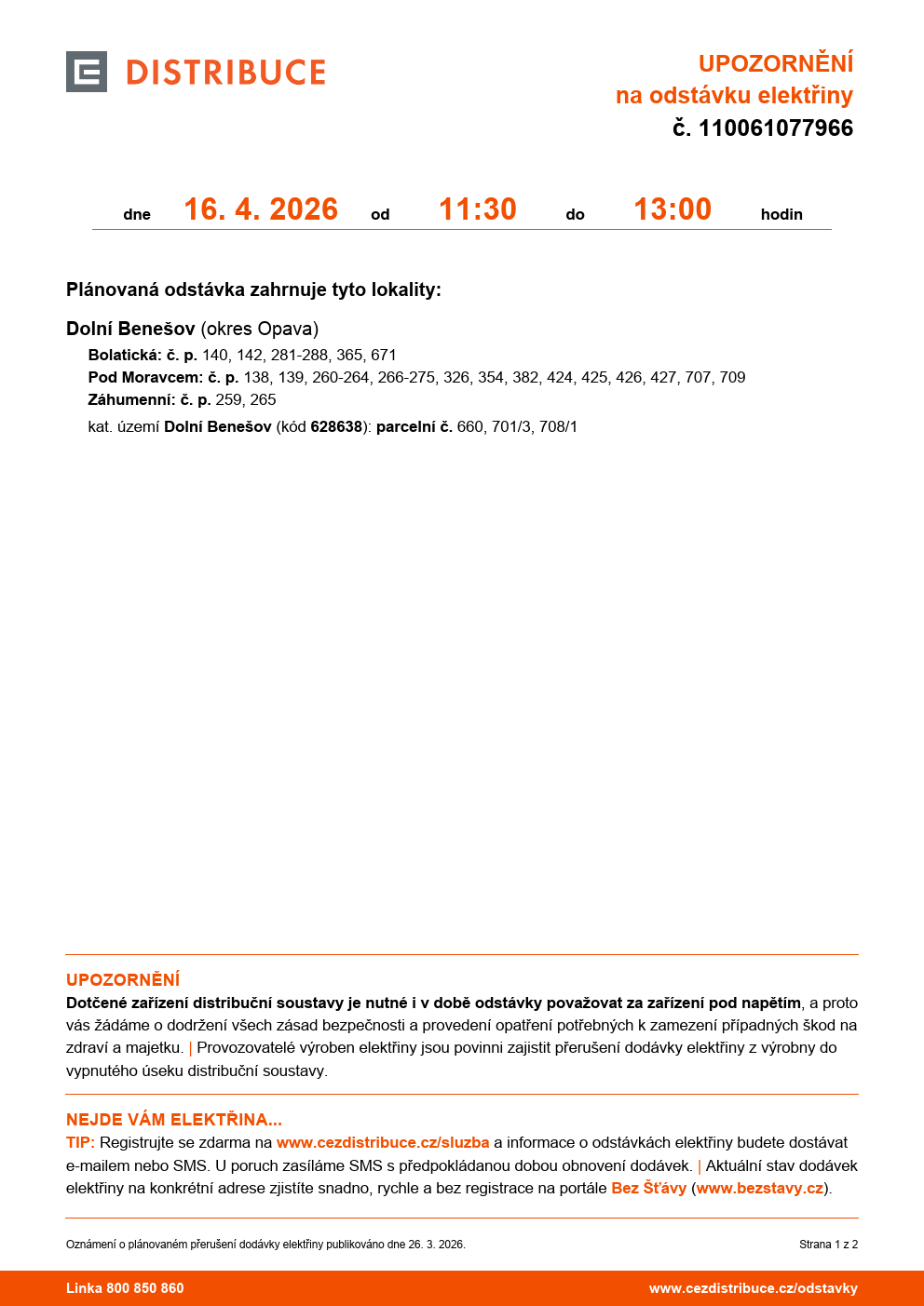 Odstávka elektřiny