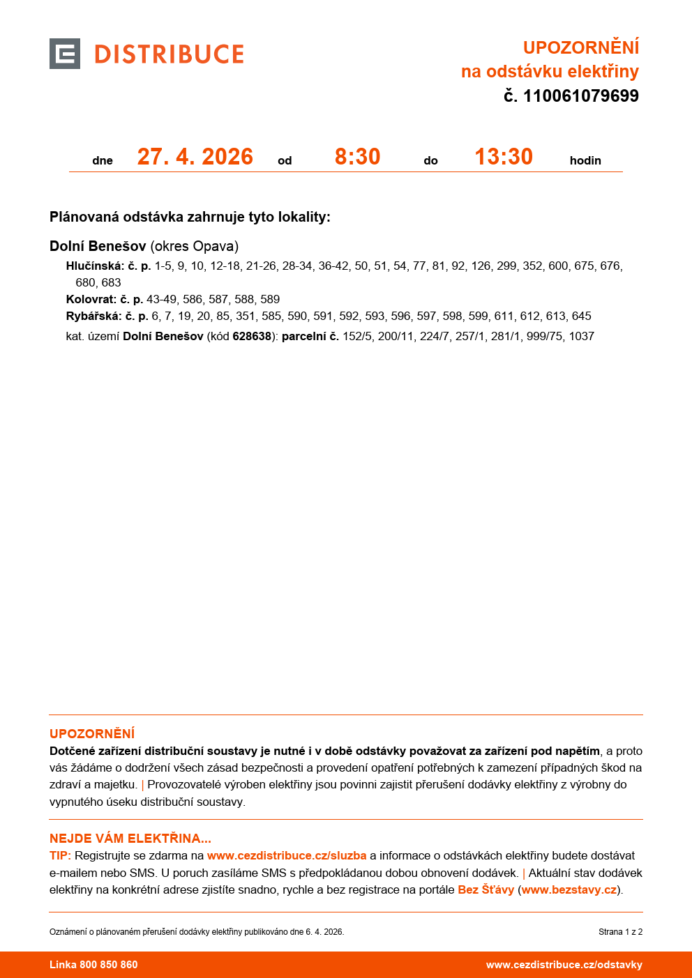 Odstávka elektřiny