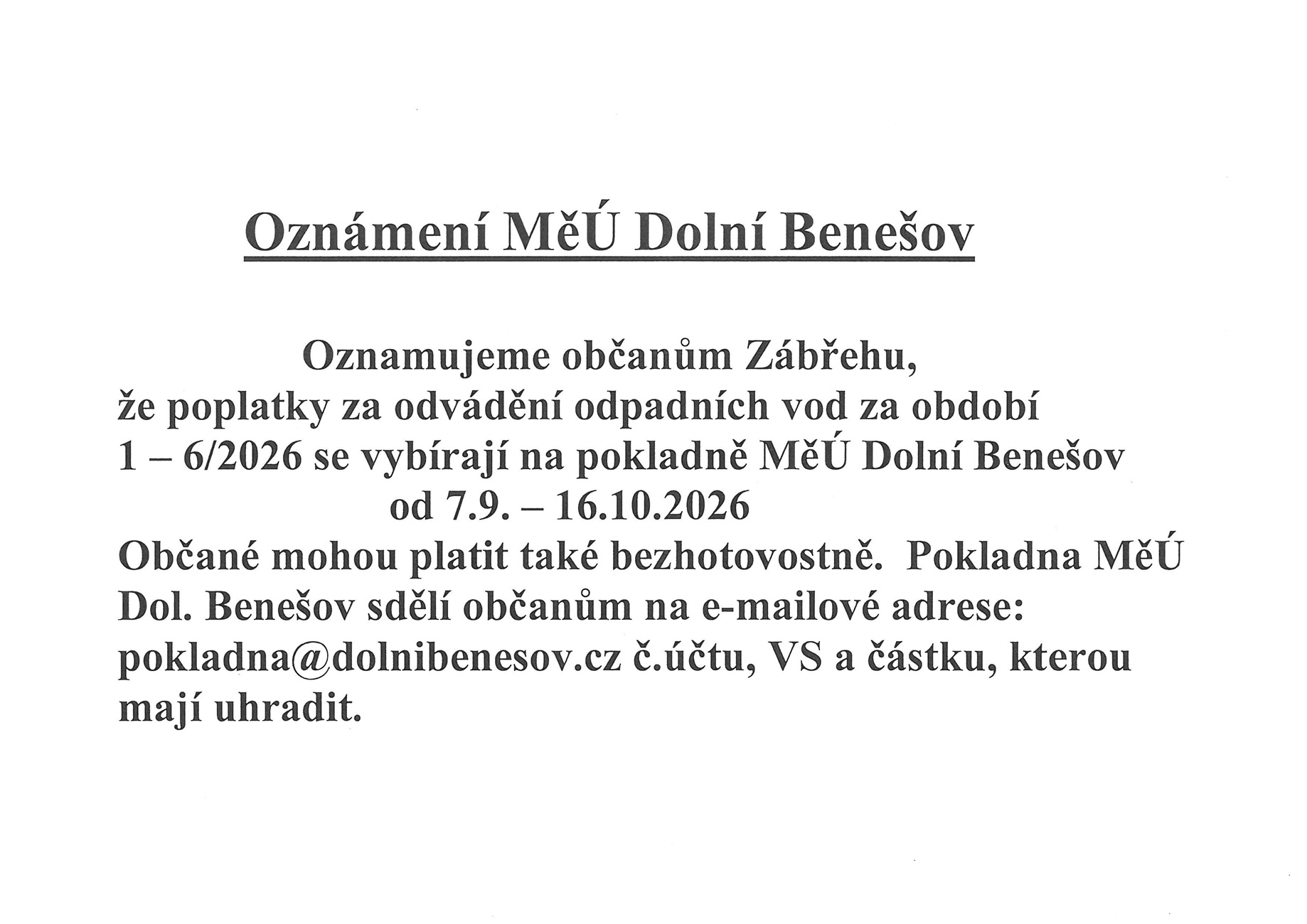 Oznámení MěÚ